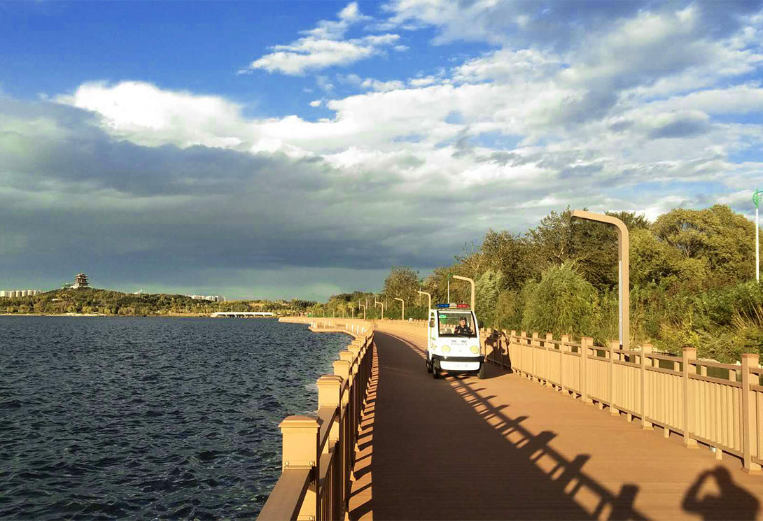 河北唐山南湖公園1400米電瓶車觀光浮橋