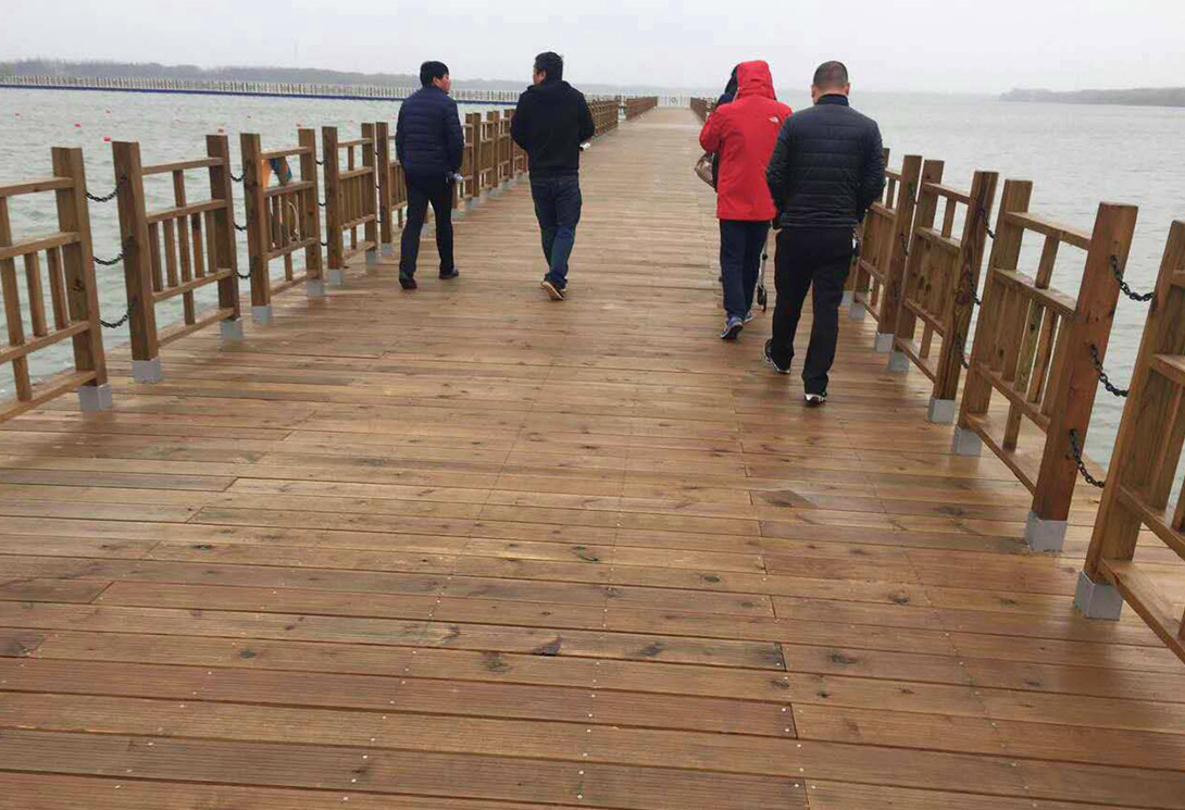上海崇明區明珠湖公園500米大型浮橋