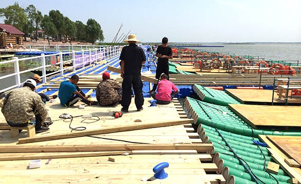 吉林松原查干湖景區竹筏碼頭施工現場