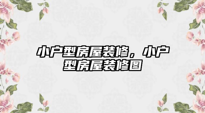 小戶型房屋裝修，小戶型房屋裝修圖