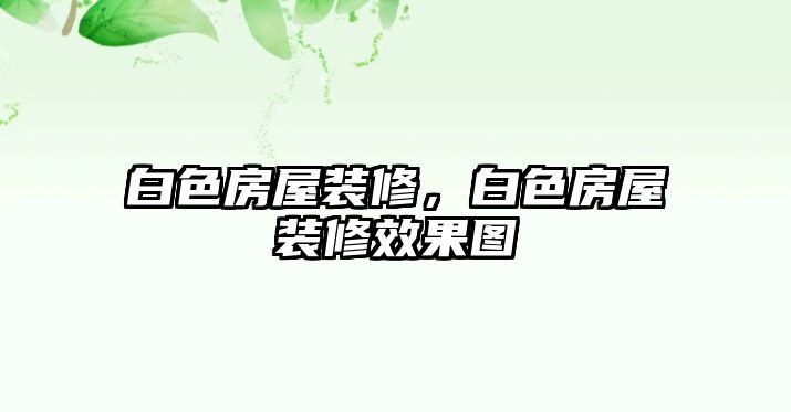 白色房屋裝修，白色房屋裝修效果圖