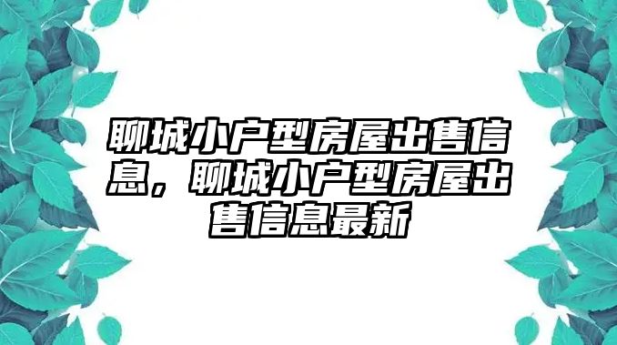 聊城小戶型房屋出售信息，聊城小戶型房屋出售信息最新